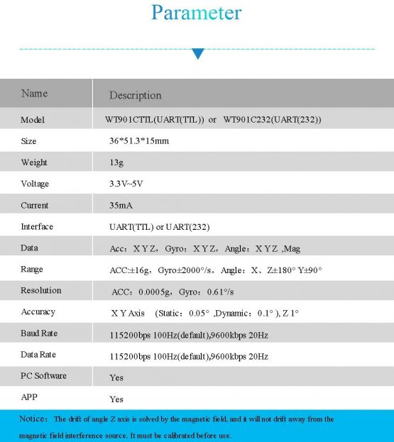 【WT901C-232 9-Axis Vibration Inclinometer】High-Stability Acceleration+Gyro+Angle (XY 0.05° Accuracy)+Digital Compass, Triaxial MPU9250 Gyroscope Sensor【Kalman Filtering】for Arduino, Raspberry Pi - Image 3