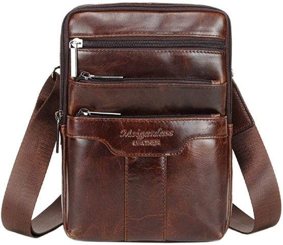 Xieben Vintage Leather Shoulder Messenger Bag for Men Travel Business Crossbody Pack Wallet Satchel Sling Chest Bags