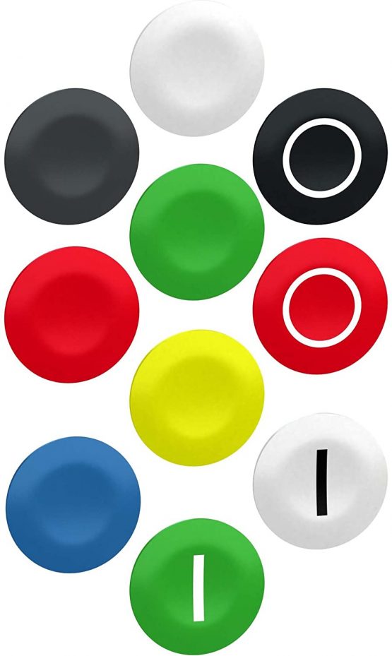 Schneider Electric ZBA79 Cap 22mm Coloured, Caps. Set Of 10 Diffrent Colours