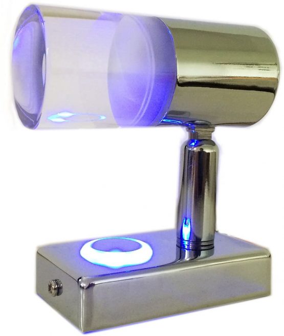 lighteu, 2x 12V 3W A2 Ceiling/Wall Spotlight, Chrome Finish, Reading Light turn and swivel with Touch Switch Dimmable warm White/Blue light for Yacht, Caravan, RV - Image 2