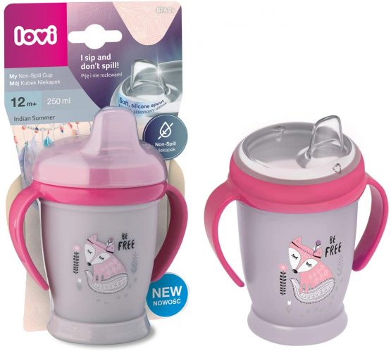 LOVI My Non-Spill Toddler Easy Sip Cup | 250 ml | 12+ Months | Baby Beaker with Handle | Drinking Without Spilling | BPA Free | Soft Silicone Spout | Ergonomic | Easy to Clean | Pink - Image 2