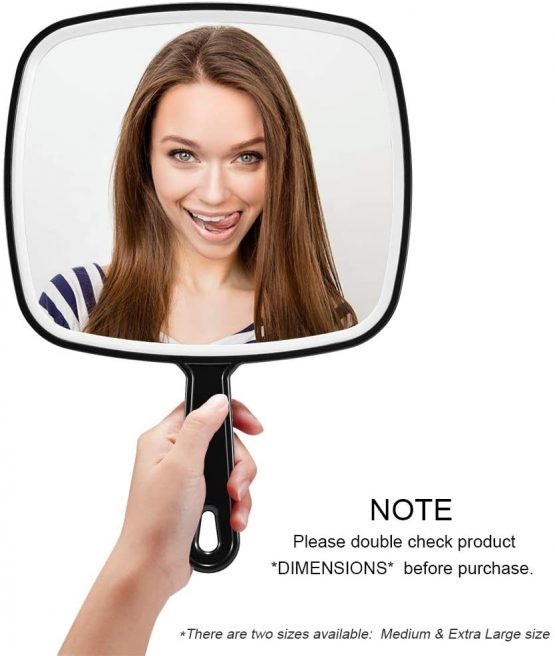 OMIRO Hand Mirror, Extra Large Black Handheld Mirror with Handle,Square,XL - Image 2