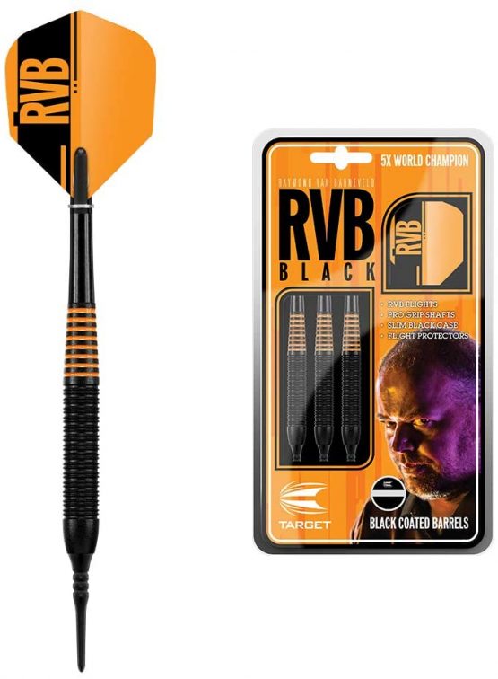 Target Darts Raymond van Barneveld RVB Black 19G Brass Soft Tip Darts Set
