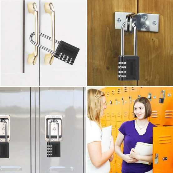 Combination Padlock Long Shackle Lock -BeskooHome 6.5cm Shackle Waterproof 4 Digit Resettable Combination Lock for School, Gym, Outdoor Shed Locker, Hasp Cabinet, Gate - 2 Pack - Image 3