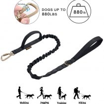 EXCELLENT ELITE SPANKER Tactical Military Dog Lead K9 Bungee Training Dog Leashes Heavy Rope Duty with Handle for Medium and Large Dogs(Black)