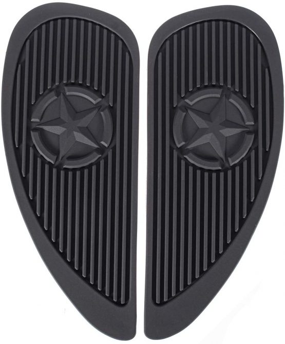 MOMOALA Pair Motorcycle Cafe Racer Fuel Tank Cap Pad Protector Rubber Decal Sticker Universal - Black - Image 2