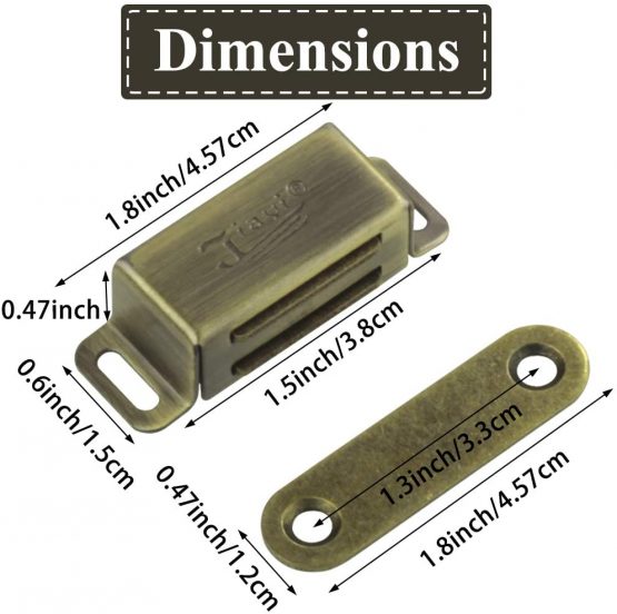 Cabinet Door Magnets 6 Pack Jiayi Bronze Magnetic Catches for Cupboard Hardware Magnet Door Catch Stainless Steel Magnets Closure Kitchen Wardrobe Door Closer Magnetic Latches - Image 2