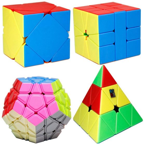 OJIN MoYu MOFANGJIAOSHI CUBING CLASSROOM MFJS Meilong Series Cube Bundle Megaminx & Skewb & Square-1 & Pyramid Bright Cube set with Gift Packing + Four Cube Tripods (Stickerless) - Image 2