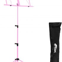 Tiger Easy Folding Sheet Music Stand with Bag - Portable Folding Music Stand in Pink
