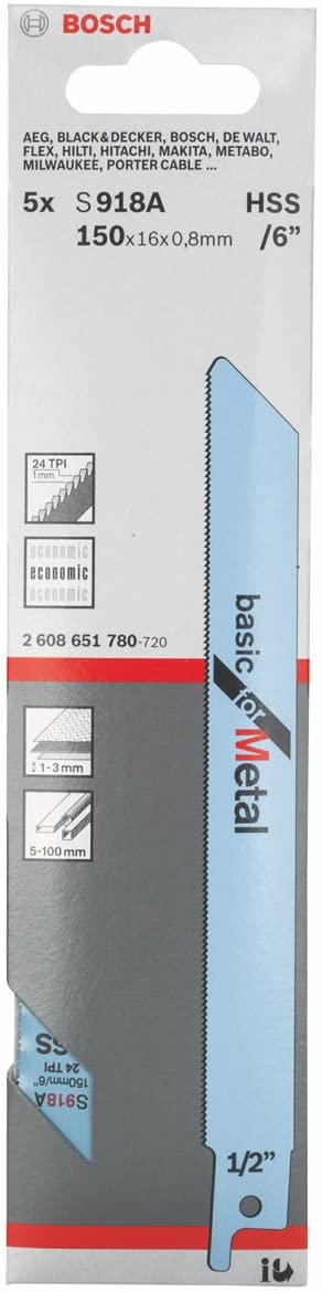 Bosch 2608651780 Sabre Saw Blades, Silver, 45cm x 40cm x 25cm