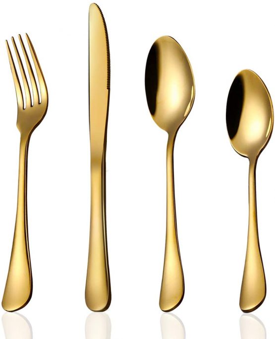 24 Piece Gold Cutlery Set Flatware Sets, HaWare Stainless Steel