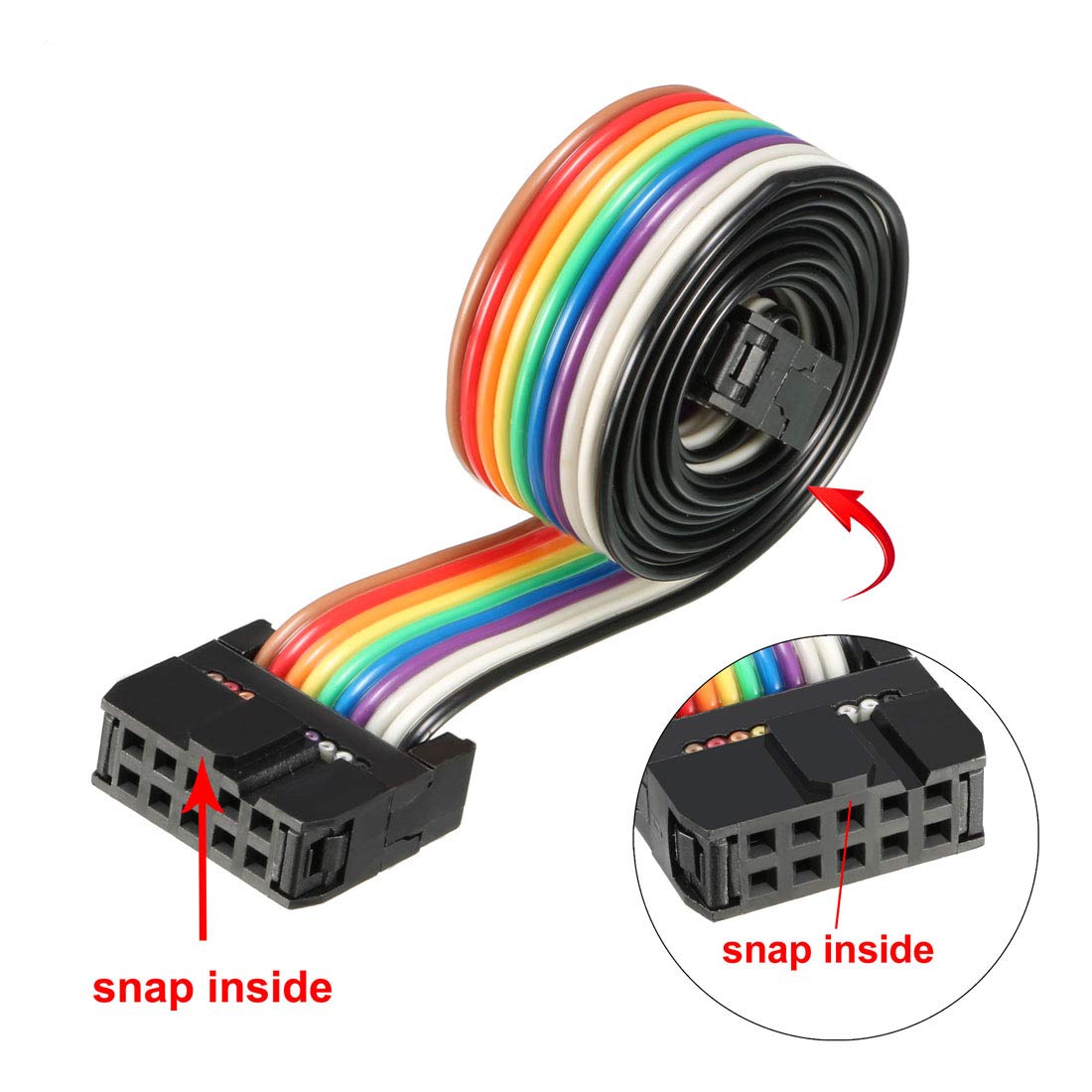 sourcing map IDC Rainbow Wire Flat Ribbon Cable 10 Pins 66cm Length 2.54mm Pitch Type-B, 10P-66cm - Image 3