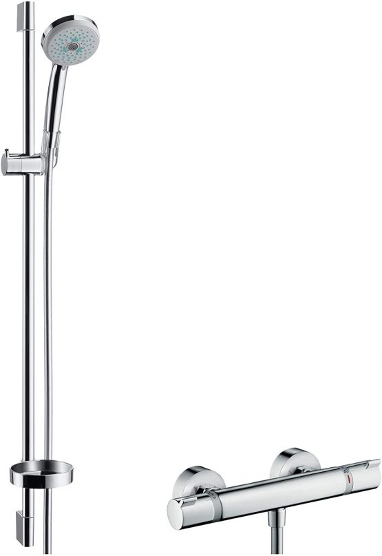 hansgrohe Croma 100 Shower system Multi with Ecostat Comfort thermostatic mixer and shower rail 90 cm