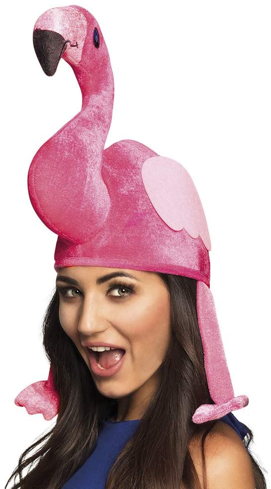 Boland Pink Flamingo Hat Party Headwear Novelty Animal Accessory Hawaiian Theme Soft Plush - Image 2