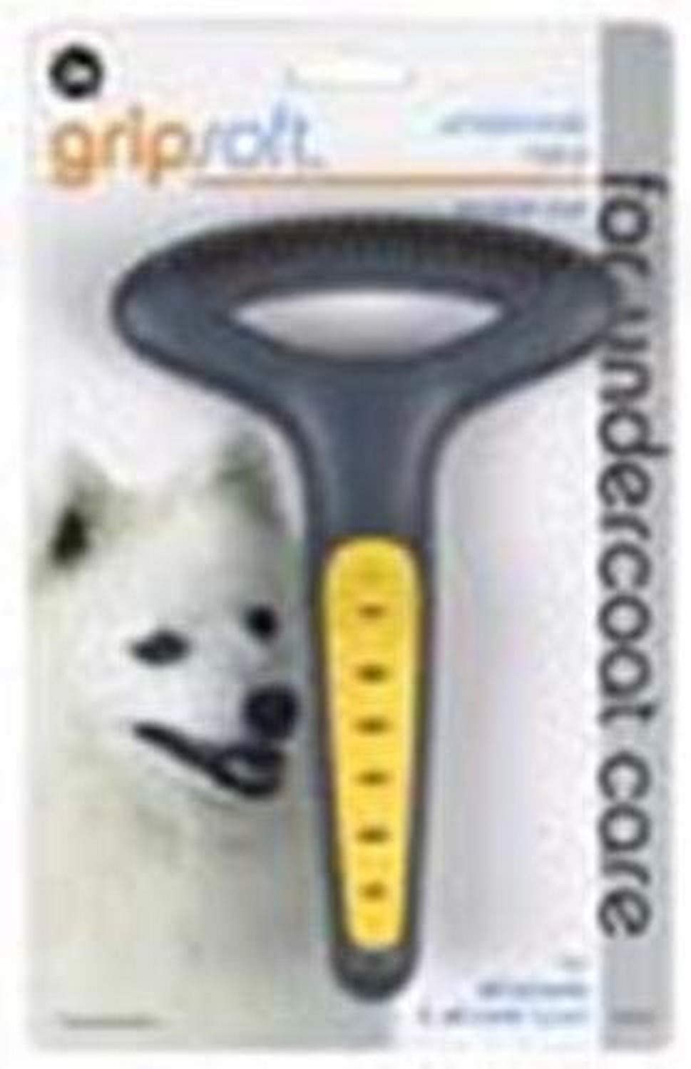 JW Gripsoft Grooming Double Row Undercoat Rake, Black, Yellow, 1