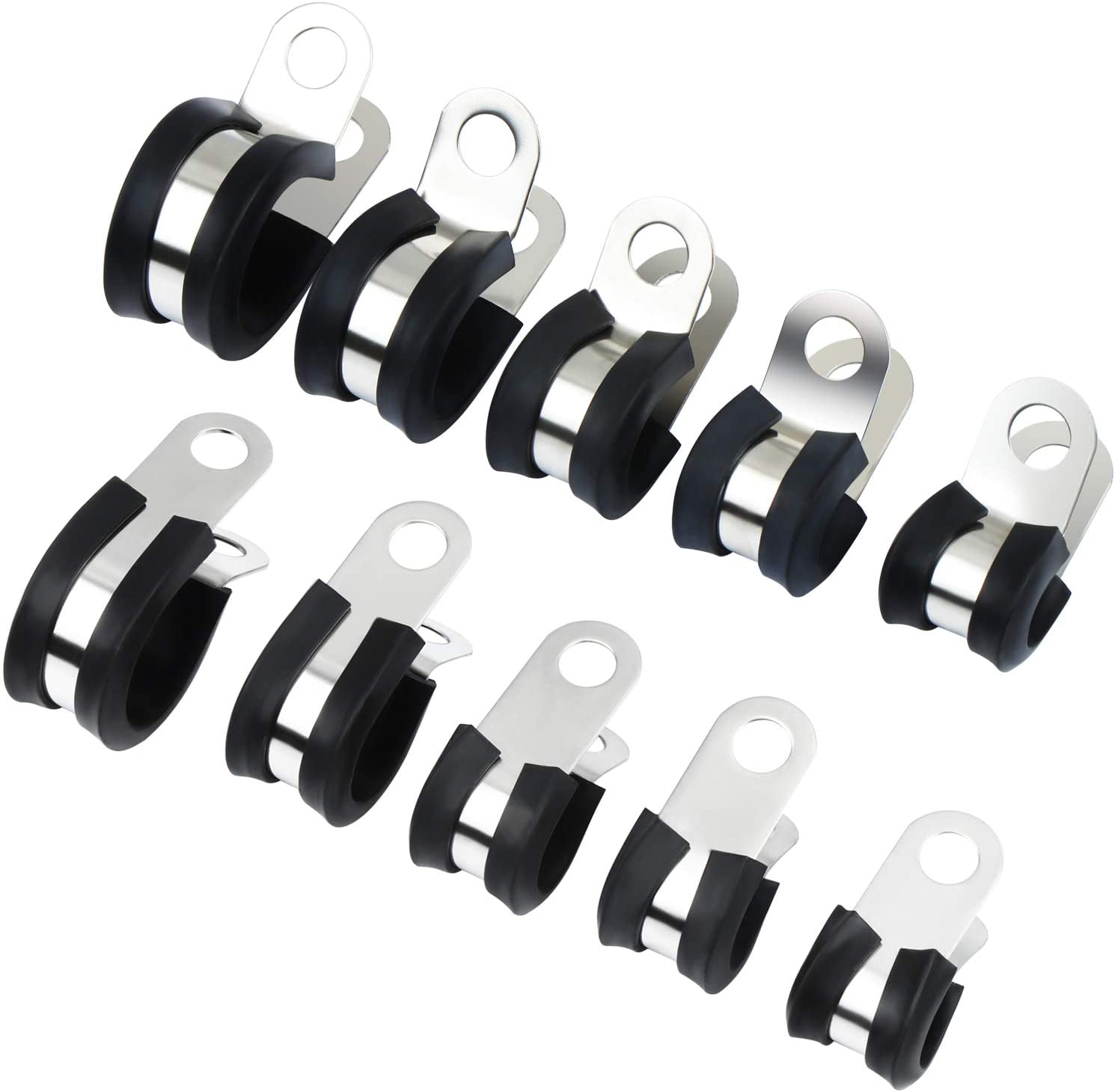 Aussel Rubber Lined P Clips, 304 Stainless Steel Rubber Pipe Clamp ...