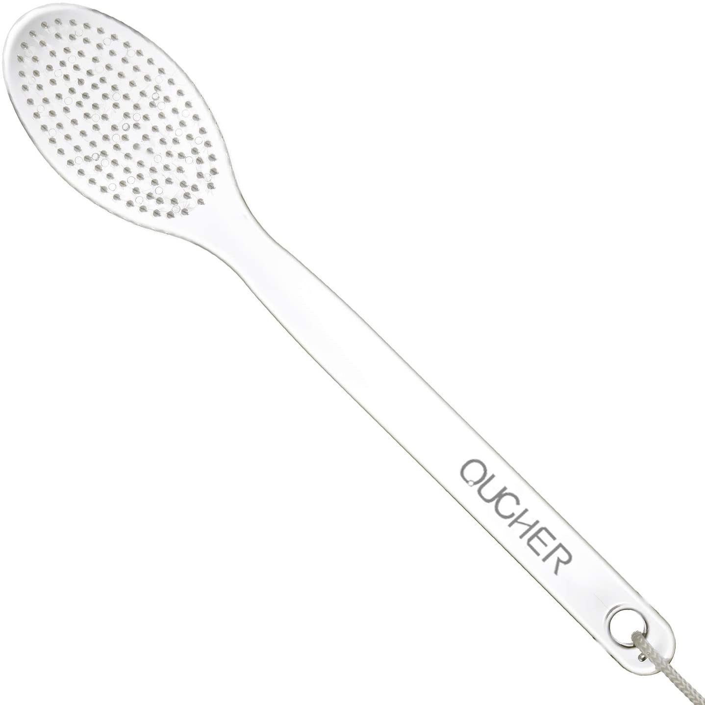 QUCHER Comfortable longhandled shower brush, soft nylon body brush, gentle exfoliation and
