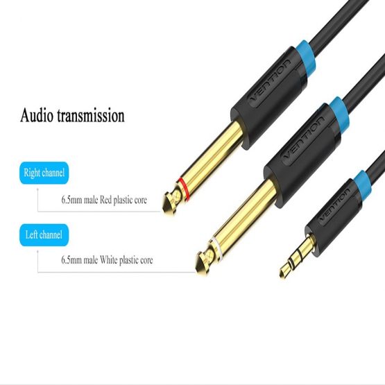 Double 6.35mm Mono Cable (0.5m/1.6ft), Vention Aux Cabo 3.5mm 1/8 inch to Dual 6.35mm 1/4 inch Audio Splitter Cable Digital Interface Cable Instrument Cable for Recorder Electric Guitar Amplifier - Image 3