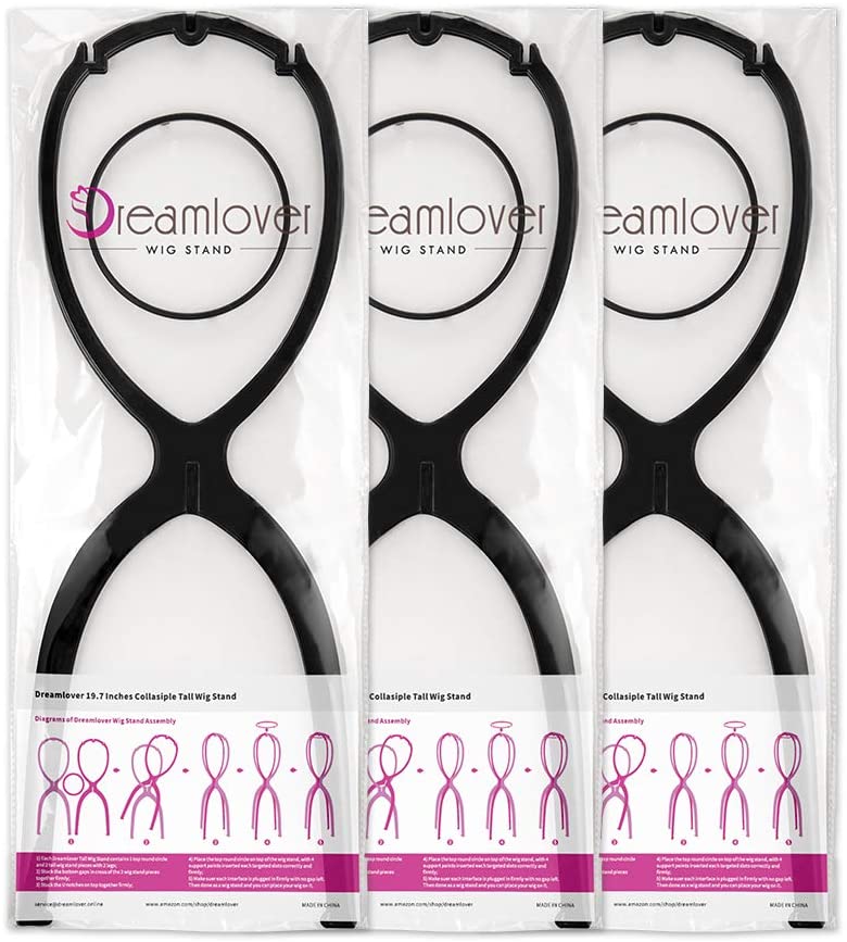 Dreamlover Wig Stand Head, Tall Wig Holder Stand, Black, 3 Pack, 19.7 Inch (Pack of 3) - Image 2