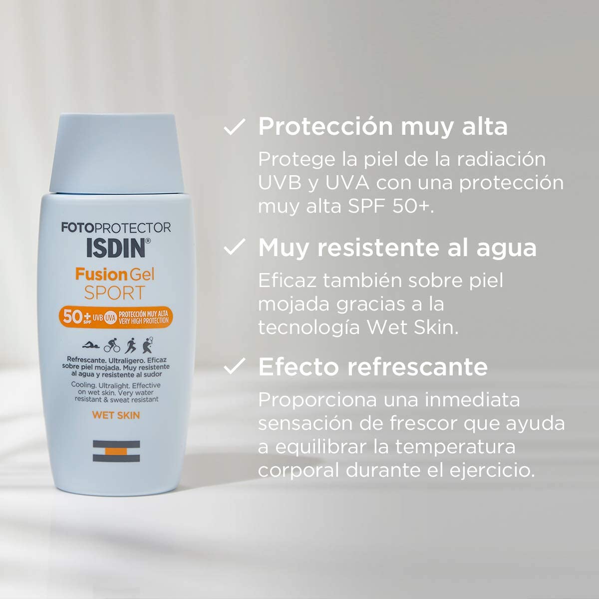 ISDIN Fusion Gel SPORT SPF 50+ 100ml | Body sun gel cream designed for ...