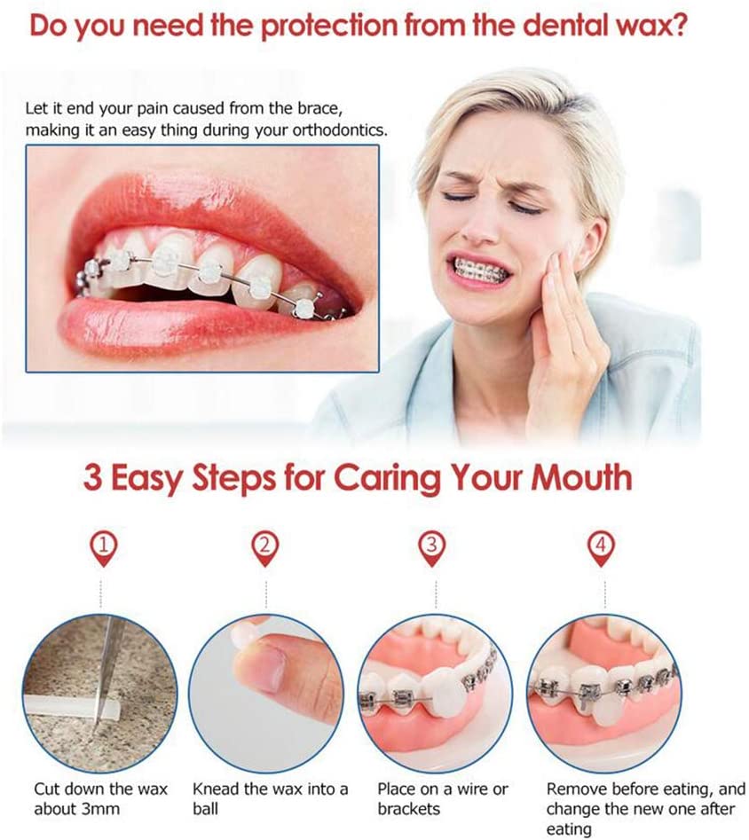 Angzhili 50 Pcs Dental Orthodontic Wax Relief Wax 10 Boxes Sticks