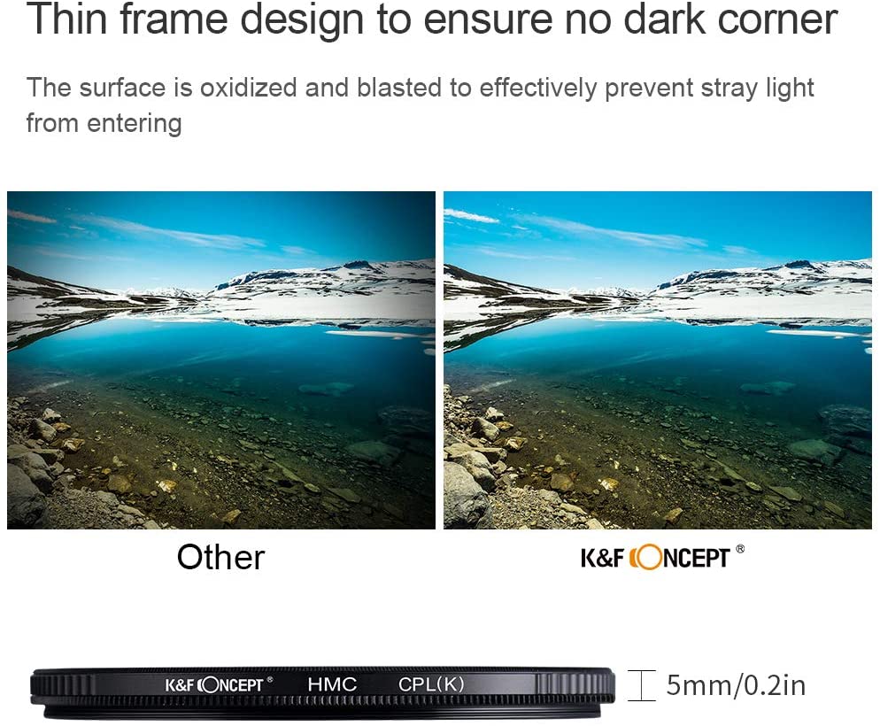 K&F CONCEPT 52MM Polarising Filter Circular Polarizing CPL, Ultra Slim, Japan Optics, Multi Coated (Nano-K Series) - Image 4