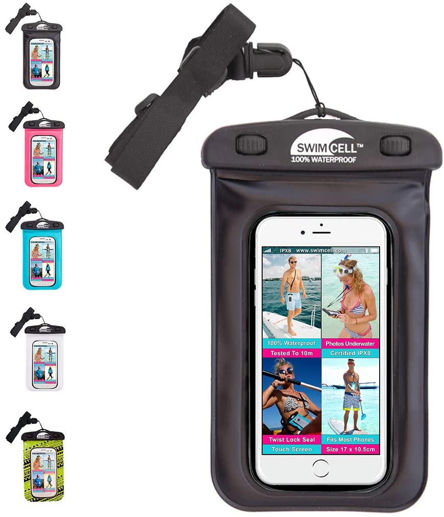 SwimCell Waterproof Phone Case For Swimming, Fits ALL STANDARD Size Mobile Phones 10x16.5cm