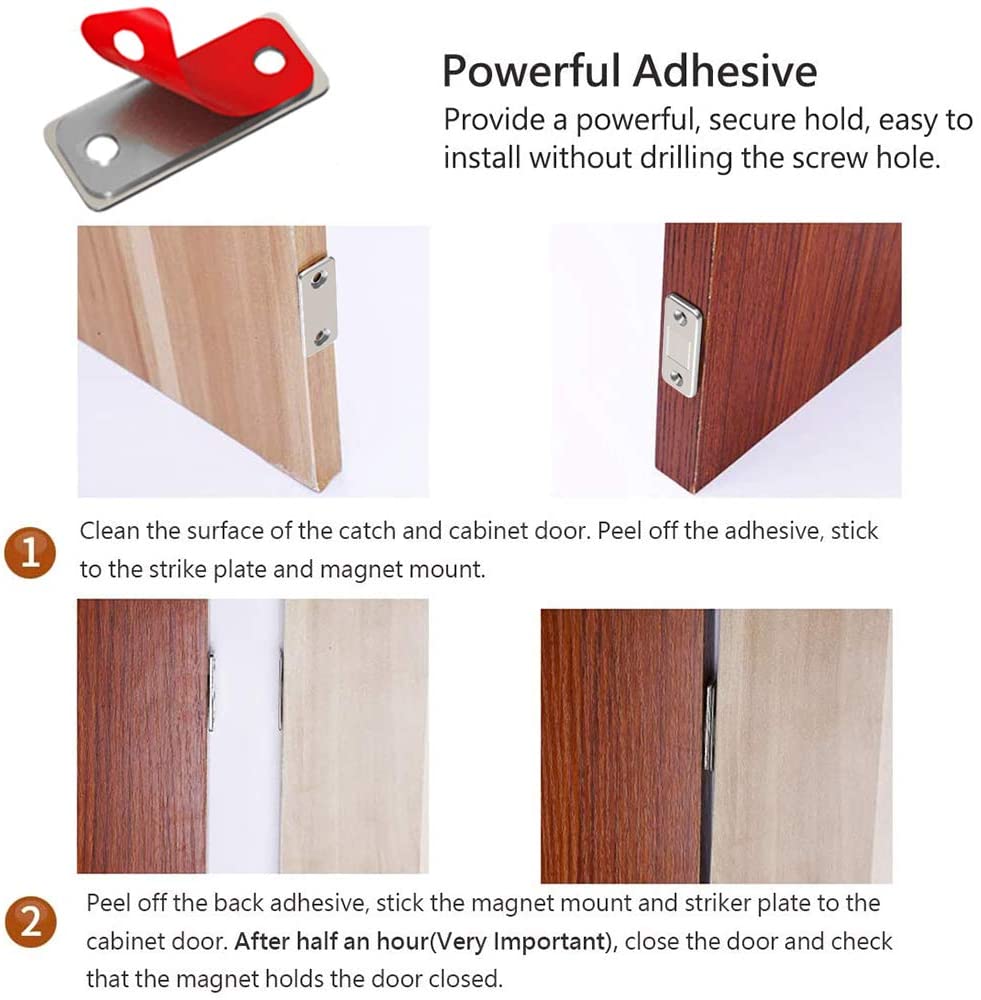Cabinet Door Magnets Jiayi 6 Pack Ultra Thin Cupboard Magnetic Door Catch Small Drawer Magnet Metal Wardrobe Magnetic Latch Adhesive Magnet for Kitchen Closet Sliding Door Closure - Image 4