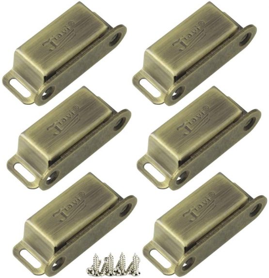 Cabinet Door Magnets 6 Pack Jiayi Bronze Magnetic Catches for Cupboard Hardware Magnet Door Catch Stainless Steel Magnets Closure Kitchen Wardrobe Door Closer Magnetic Latches
