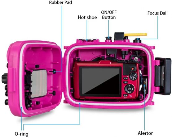 For Olympus TG-3/TG-4 Pink 195FT/60M Sea frogs Underwater camera waterproof diving housing - Image 4