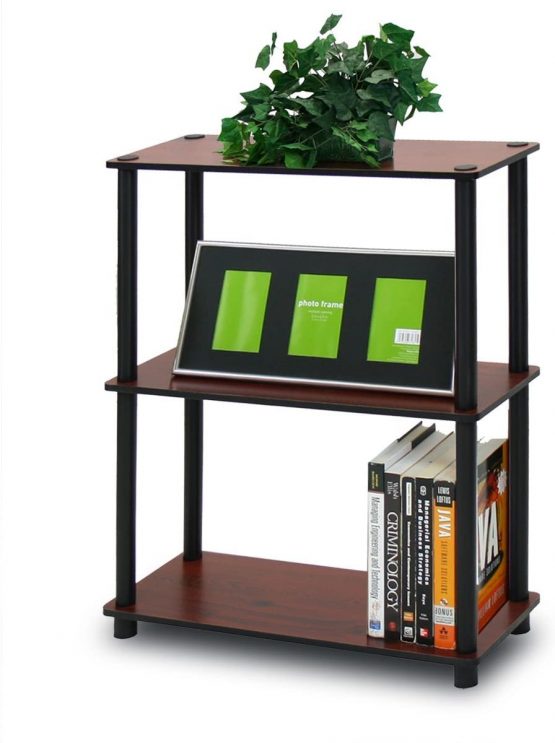 Furinno Turn-N-Tube 3-Tier Compact Multipurpose Shelf Display Rack, Standing Shelf, Dark Cherry