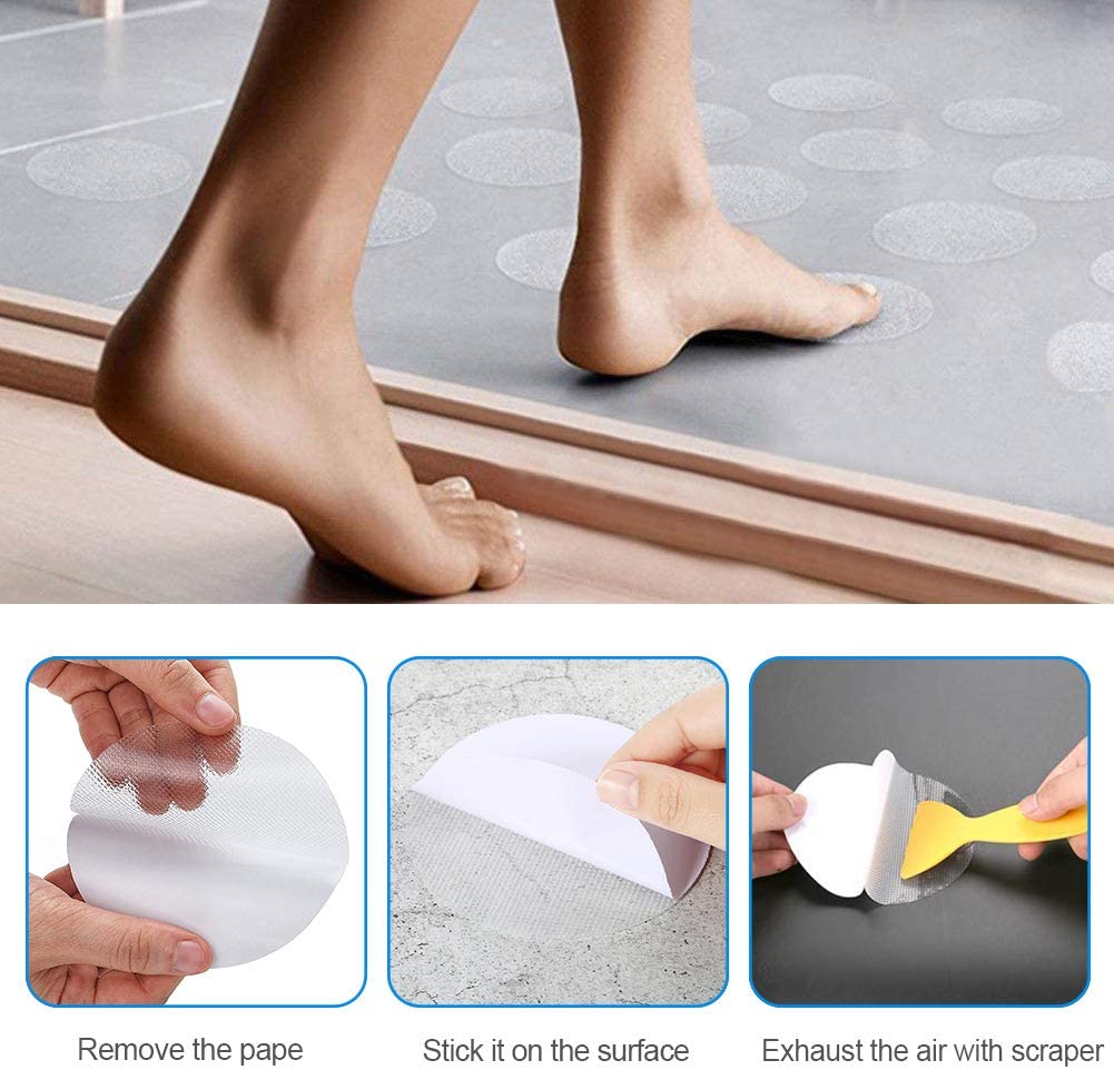 SENSOUSONG 40 Pieces Round Non-Slip Safety Shower Treads Self Adhesive Bathtub Stickers Round Non-Slip Bath Stickers 10 cm/4 Inch - Image 4