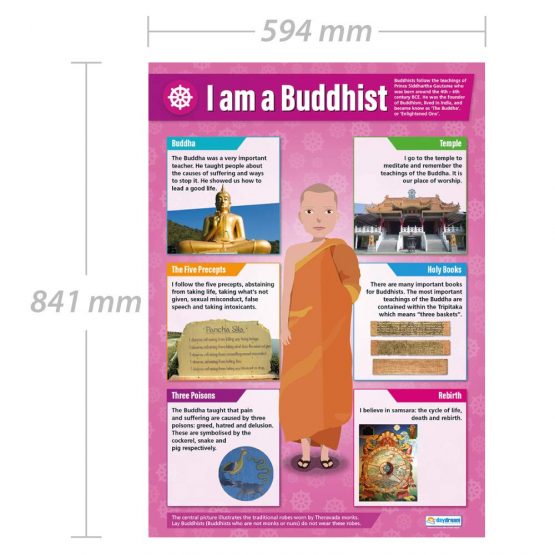 I am a Buddhist | Religious Education Posters | Gloss Paper measuring 850mm x 594mm (A1) | Religious Studies Charts for the Classroom | Education Charts by Daydream Education - Image 2