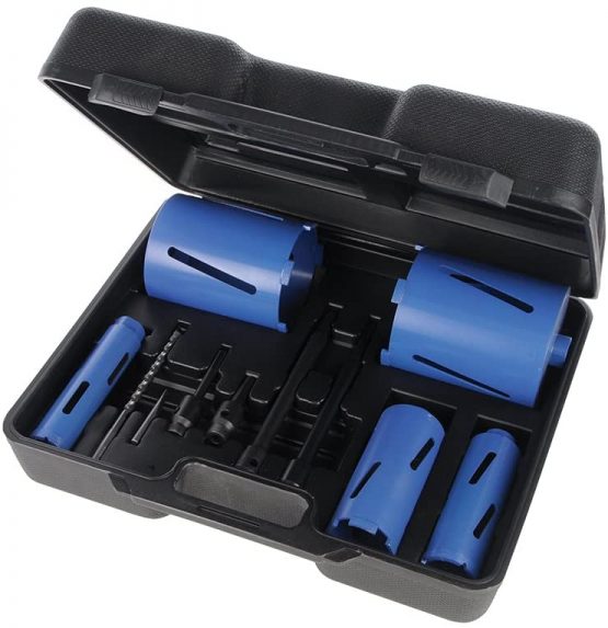 Silverline 868616 Diamond Core Drill Kit 5-Core 11pce 38, 52, 65, 117 and 127 mm Dia