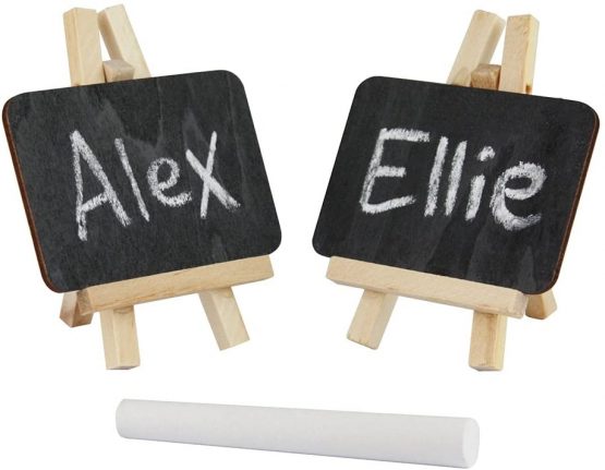 eBuyGB Mini Easel Chalk/Black Board, Wood, Black, Pack of 16