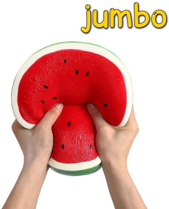 Anboor 10 Inches Squishies Watermelon Super Jumbo Squishy Slow Rising Squeeze Toys Stress Relief For Kids Adults Giant Squishies Fruit Toy Scented Kawaii Soft Gift (1 Pcs)