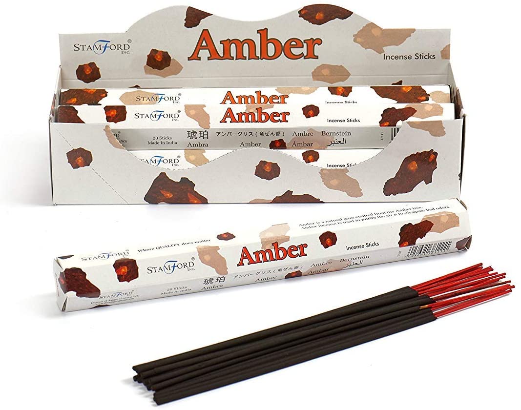 STAMFORD INC. 37111 Amber Incense Sticks, 20 Sticks x 6 Packs