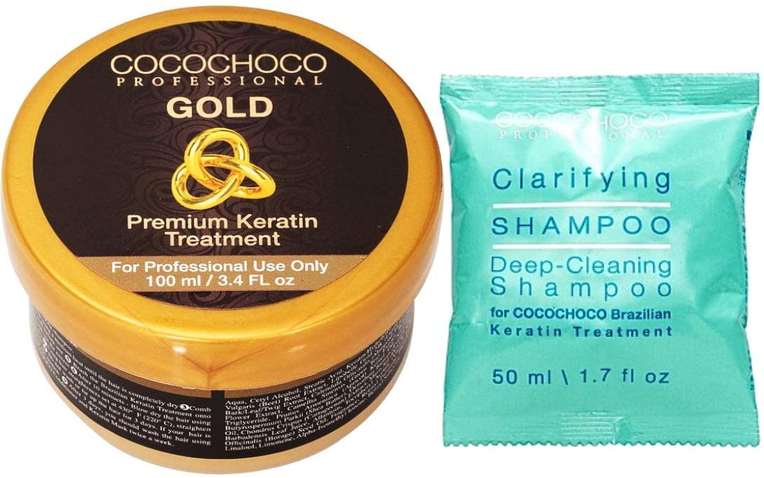 Cocochoco Professional Gold 100ml Brazilian Blow Dry Haar Glättung Keratin Behandlung 30ml Shampoo, 150 g (Pack of 1)
