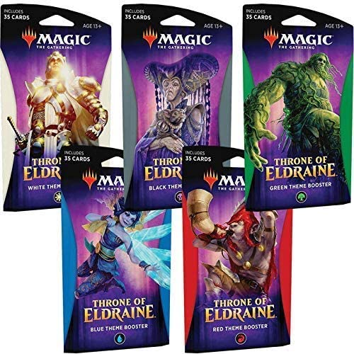 Magic: The Gathering - Throne of Eldraine Theme Boosters - Set of 5, Red, Green, Blue, Black, White, groß