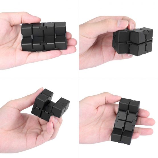 Funxim Infinity Cube Fidget Toy, EDC Fidgeting Game for Kids and Adults, New Version Cool Mini Fidget Finger Toy Best for Stress and Anxiety Relief and Kill Time, Scrub (Black) - Image 3