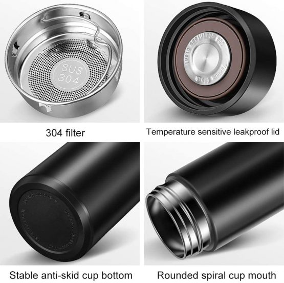 Travel Mug Coffee Cup Leakproof Smart Mug, Homealexa 500ml Insulated Coffee Cup Vacuum Reusable Coffee Cup 304 Stainless Steel, LED Touch Screen, Leakproof Coffee Mug Ideal for Hot Drinks and Cold - Image 2