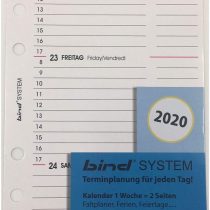 BIND B260220 – Calendar Insert for Manager Calendar A6 – Year 2020, 1 Week / 2 Pages, Diary with System