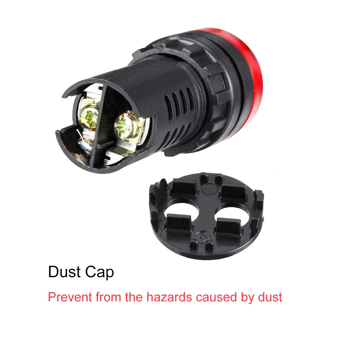 sourcing map Signal Light AC 220V Panel Indicator Flashing Alarm with Buzzer, Red LED, 3Pcs - Image 4