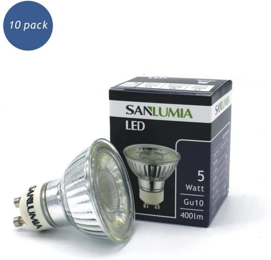 10 X Sanlumia 5W GU10 LED Super Bright Spotlight Bulb 400lm 38 Beam Angle Non Dimmable 50W Halogen Equivalen Cool White 6400K - Image 4