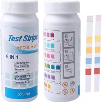 nuoshen 6 in 1 Pool Spa Hot Tub Water Test Strips,Spa Test Strip for Total Chlorine, Residual Chlorine/Bromine, PH, Total Alkali, Hardness, Cyanuric Acid（50pcs）