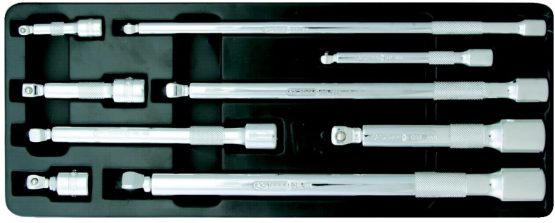 KS Tools 918.0009 1/4"+3/8"+1/2" CHROMEplus Wobble extension set, 9 pcs