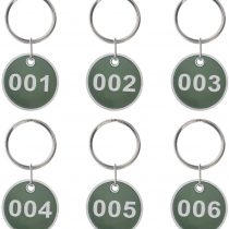 50 PCS Plastic Numbered Key Tag Metal Rim, Numbered ID Key Chain Key Rings 30mm Dia, Green 1-50