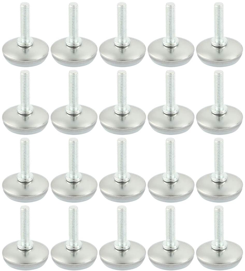 Sourcingmap M8 x 25mm Furniture Glide Leveling Feet Foot Mounts Pads 20 Pcs, Silver,white, 26 x 37mm