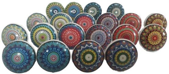 20 x Mix Vintage Look Flower Ceramic Knobs Door Handle Cabinet Drawer Cupboard Pull Xfer (Color Xfer) - Image 3