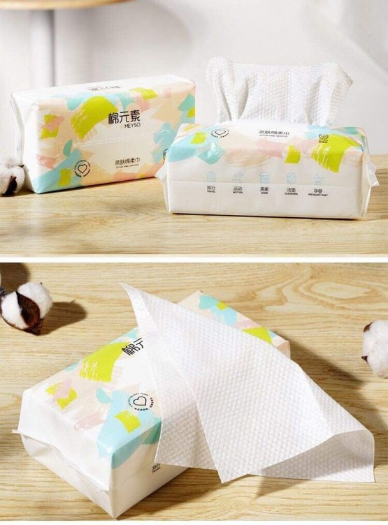 OUKAIDE Facial Soft Cotton Disposable Cleaning Face Towel, Facial Cleansing Cotton Non-woven Cotton Wet and Dry wash Towel,Multi-purpose Disposable Face Towel,Removing Makeup and Cleani 1 Pack 100pcs - Image 3